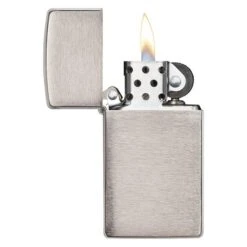 Zippo - Slim Brushed Chrome Lighter -Nordis Camping Butik zippo 1600 slim brushed chrome 03.w610.h610.fill