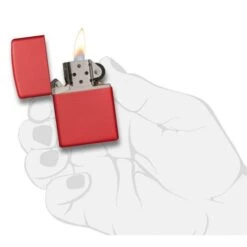 Zippo - Red Matte Lighter -Nordis Camping Butik zippo 233 red matte 03.w610.h610.fill